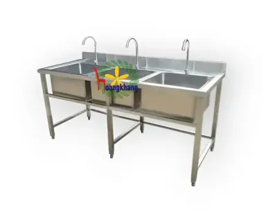 Chậu Rửa Công Nghiệp Inox 3 Hộc