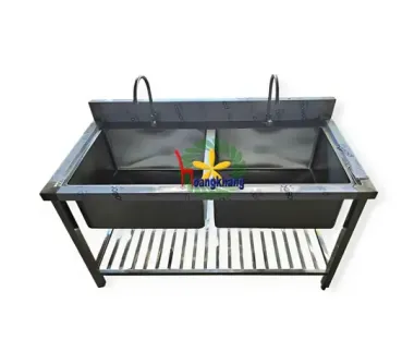 Chậu Rửa Inox 2 Hộc Công Nghiệp Có Kệ Dưới