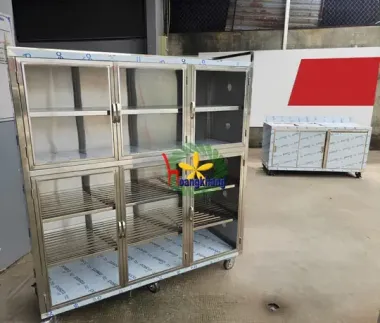 Tủ Inox 5 Tầng Kính Cường Lực