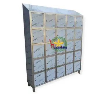 Gia Công Tủ Locker 25 Ngăn Mái Xéo Inox 304