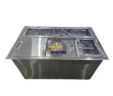 Thùng Đá Inox 304 Âm Có Khay Topping Kích Thước 800*500*400mm