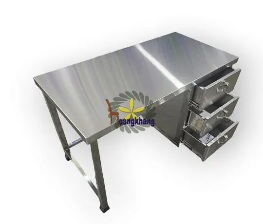 Bàn Làm Việc Inox 304 Có 3 Học Kéo Kích Thước 1000 *500 * 750mm