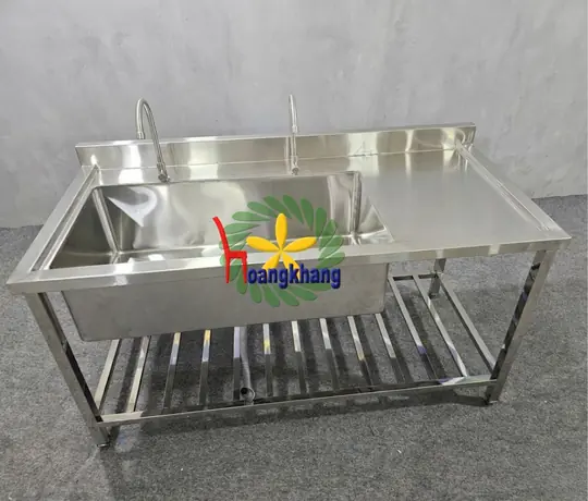Chậu Rửa 1 Học Lớn Có Bàn Thao Tác