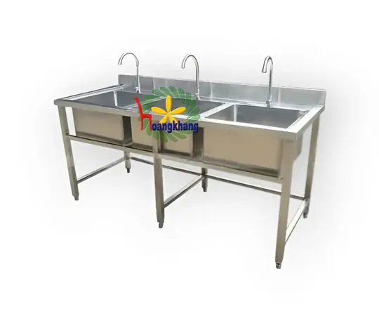 Chậu Rửa Công Nghiệp Inox 3 Hộc