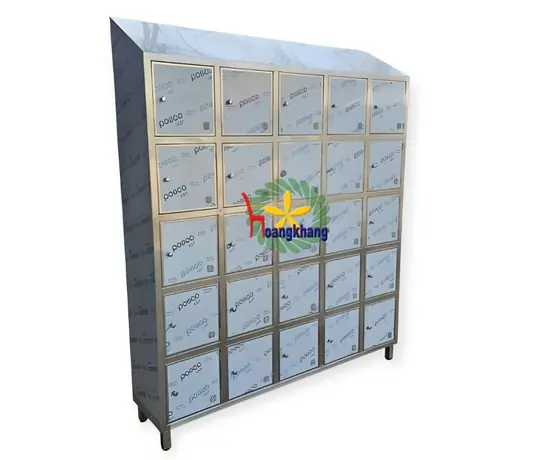 Gia Công Tủ Locker 25 Ngăn Mái Xéo Inox 304