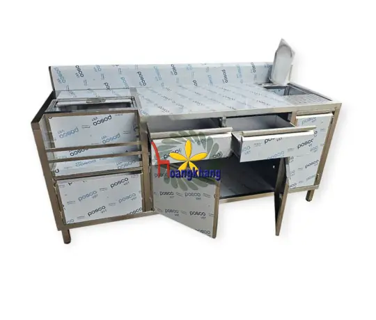Quầy pha chế Inox 304 Kích Thước 2050*700*800/950mm