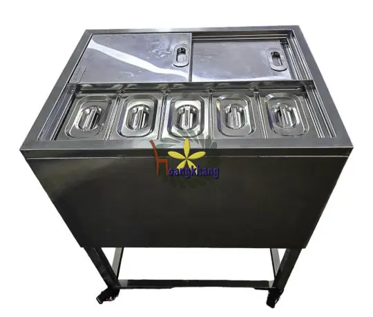 Thùng Đá Inox 304 Có Chân Kèm Khay Topping Kích Thước 650*500*800mm