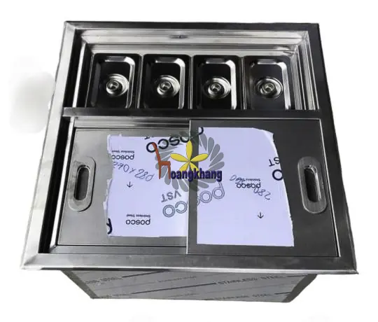 Thùng Đá Inox 304 Âm Quầy Có Khay Topping Kích Thước 550*500*400mm
